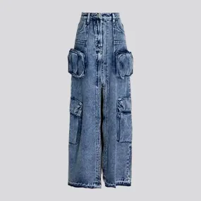 Vintage long women's denim skirt