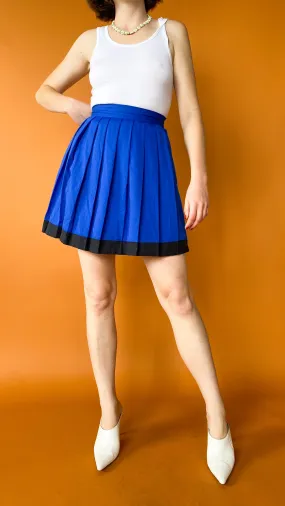 1980s Blue Pleated Skirt, sz. S