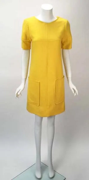 1980s Courreges Yellow Dress and Cropped Jacket Ensemble