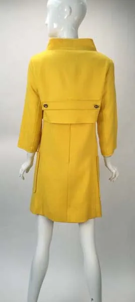 1980s Courreges Yellow Dress and Cropped Jacket Ensemble