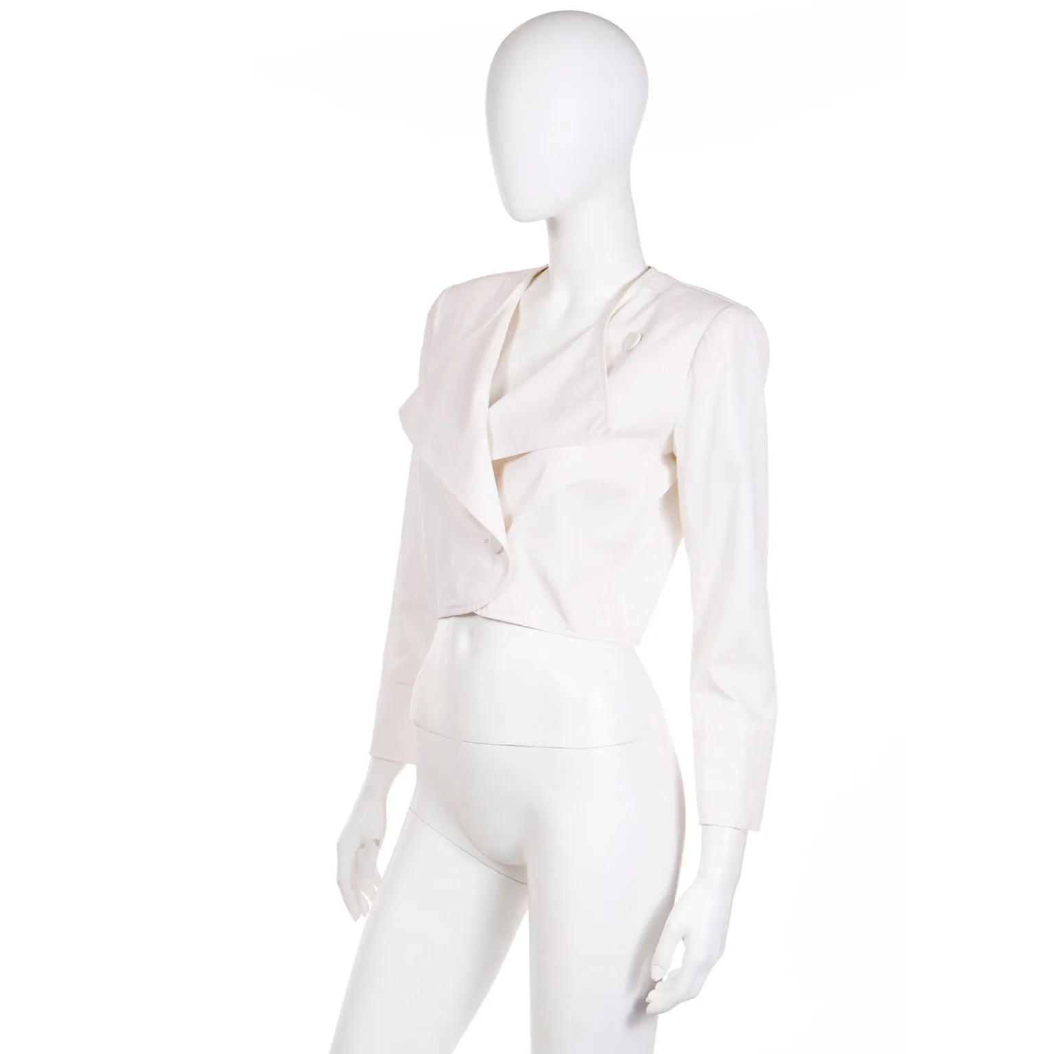 1980s Yves Saint Laurent Cropped White Cotton Jacket