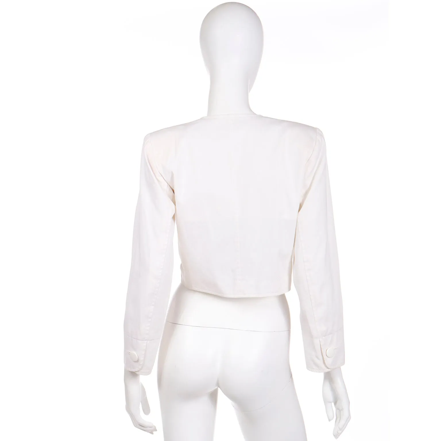 1980s Yves Saint Laurent Cropped White Cotton Jacket