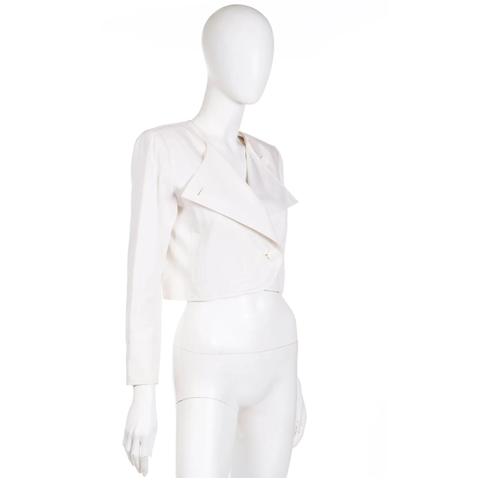 1980s Yves Saint Laurent Cropped White Cotton Jacket