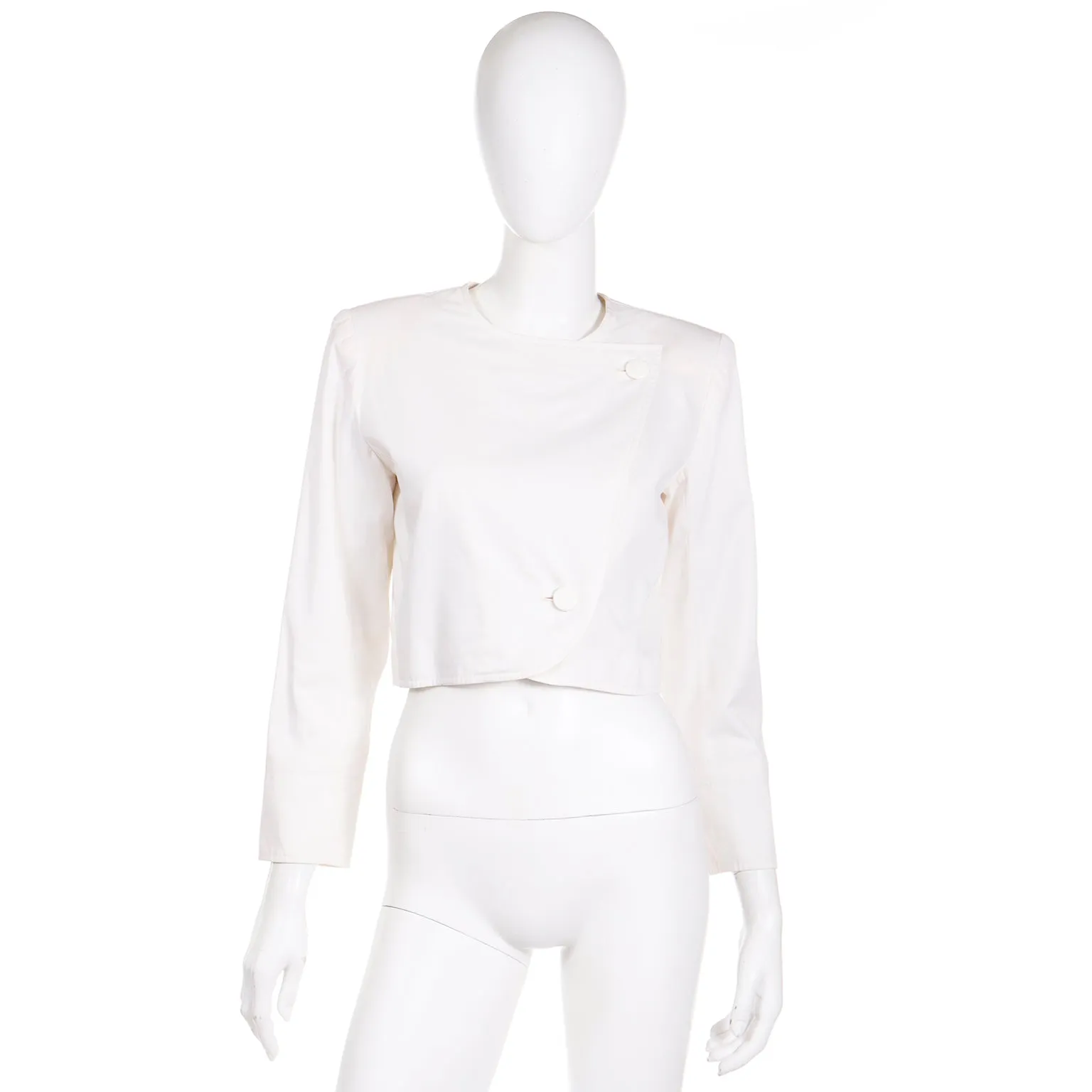 1980s Yves Saint Laurent Cropped White Cotton Jacket