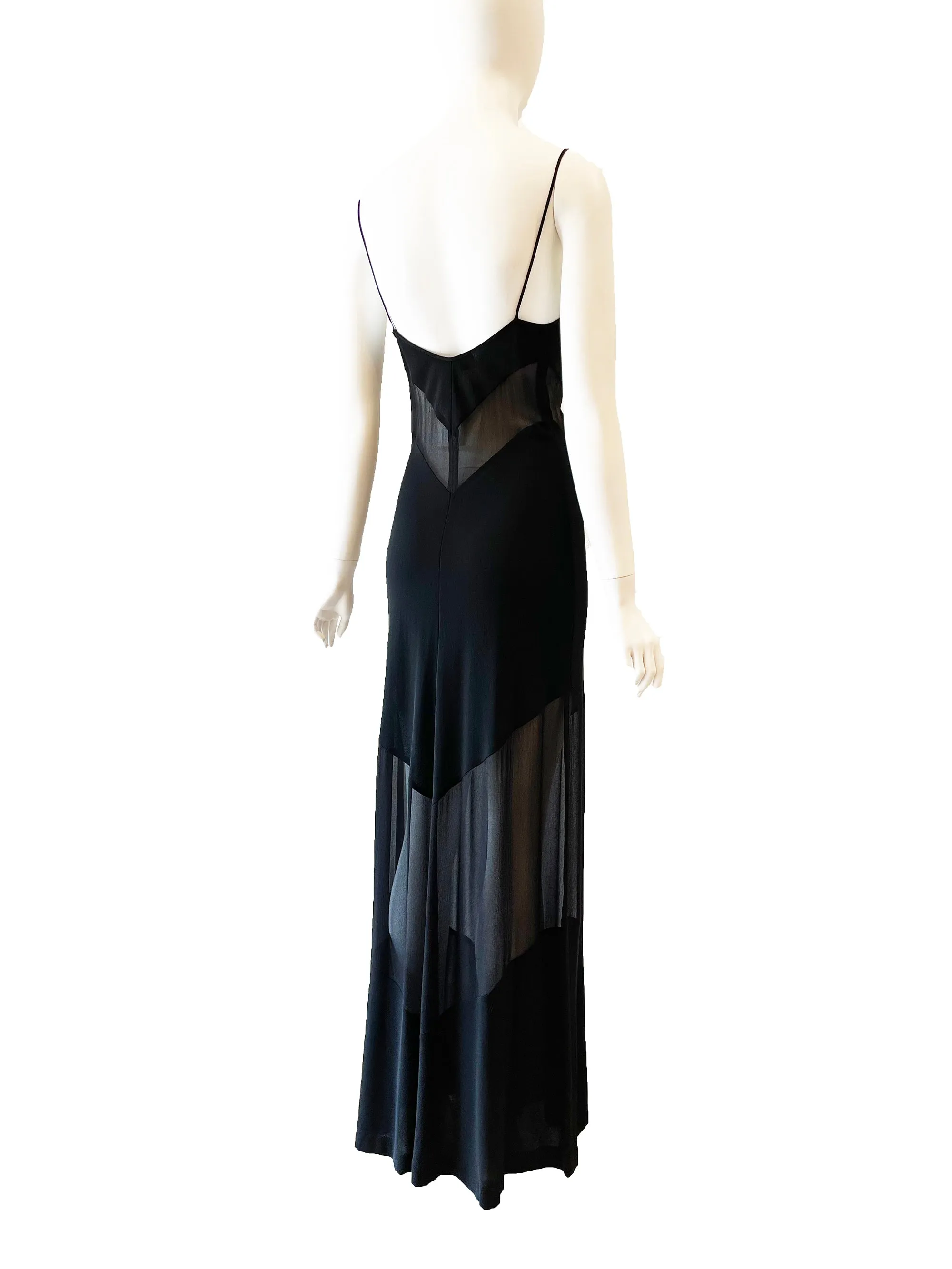 1990s Fendi Slip dress with sheer panels