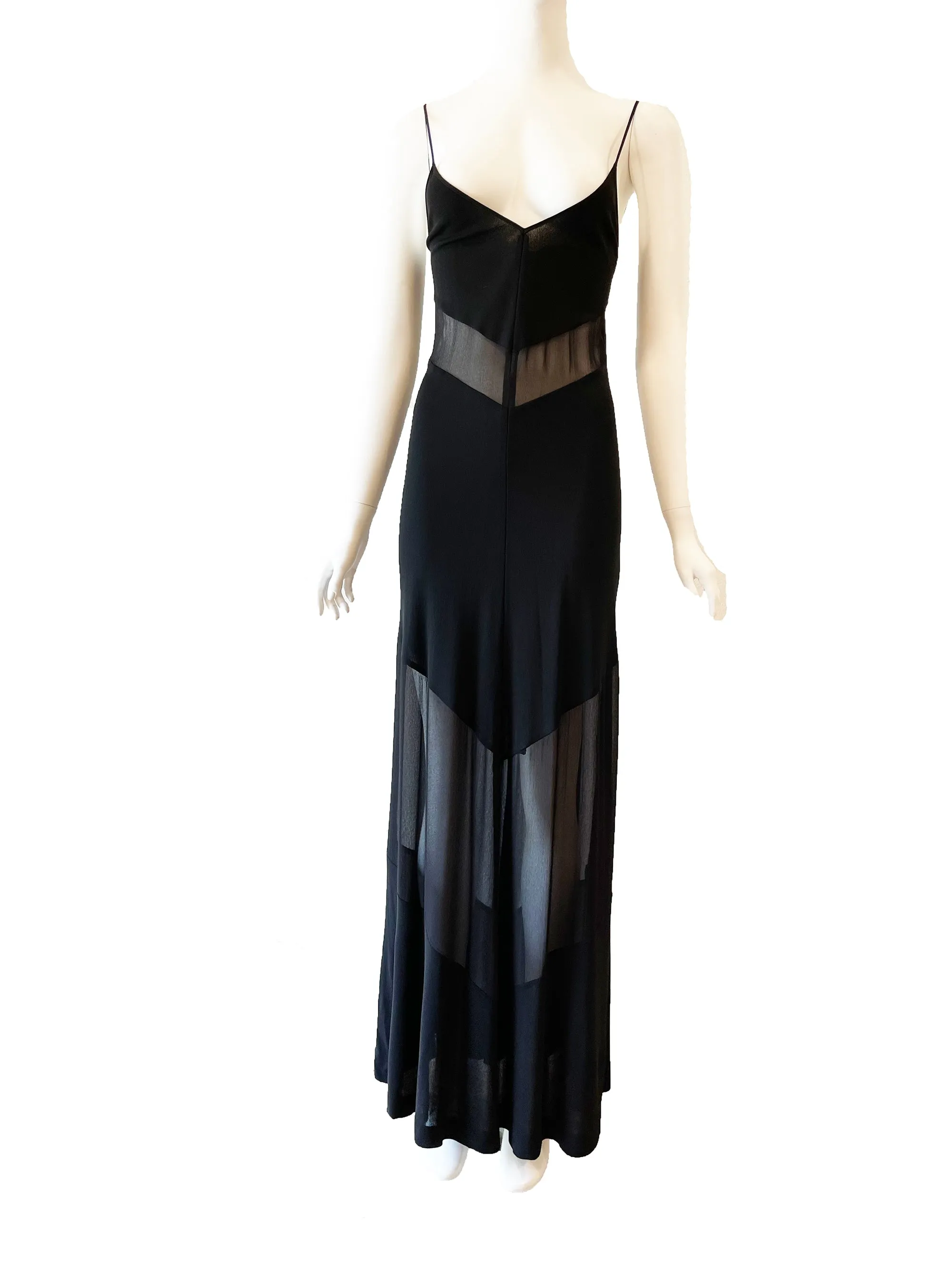 1990s Fendi Slip dress with sheer panels