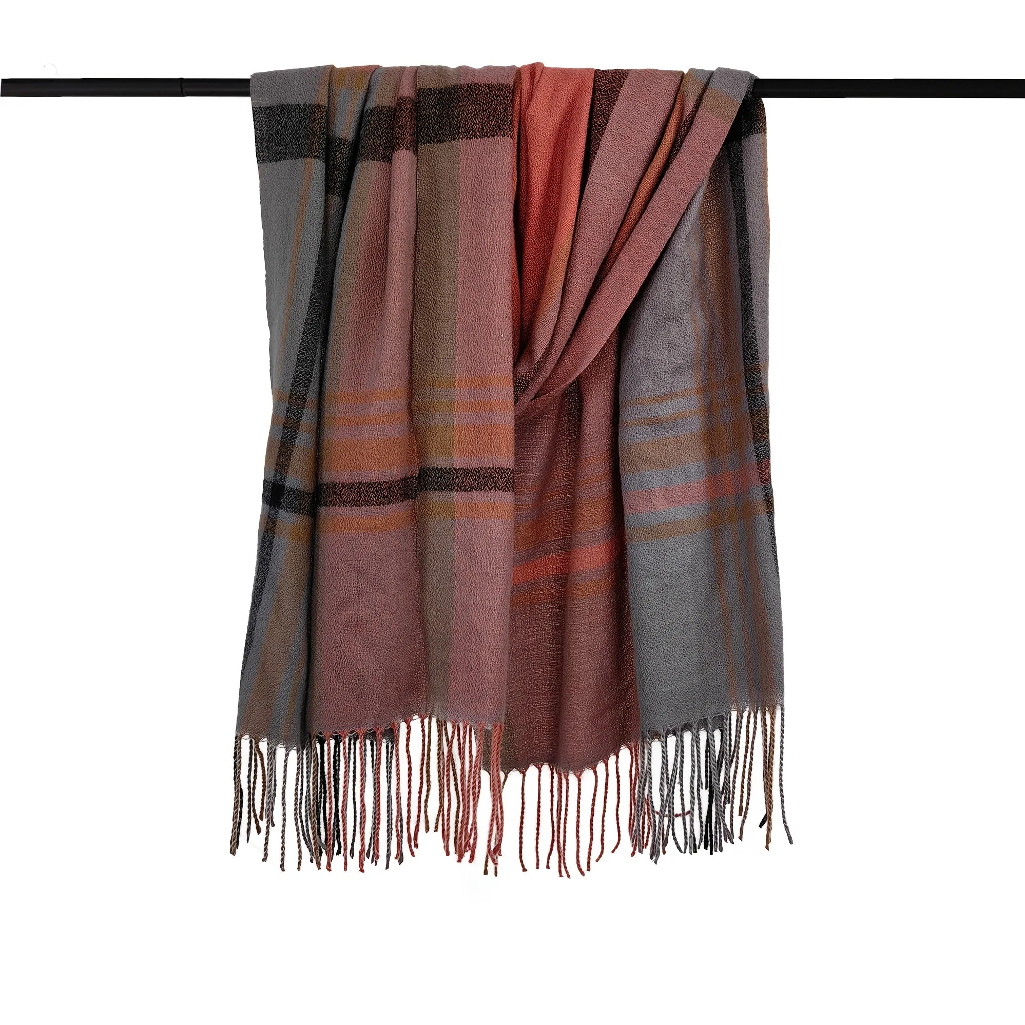 1pc Fashionable Soft & Warm Plaid Thick Stripes Scarf For Winter