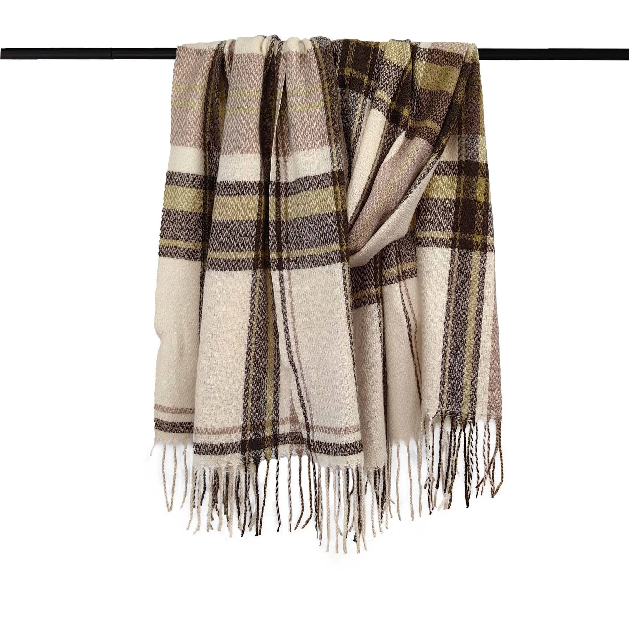 1pc Fashionable Soft & Warm Plaid Thick Stripes Scarf For Winter