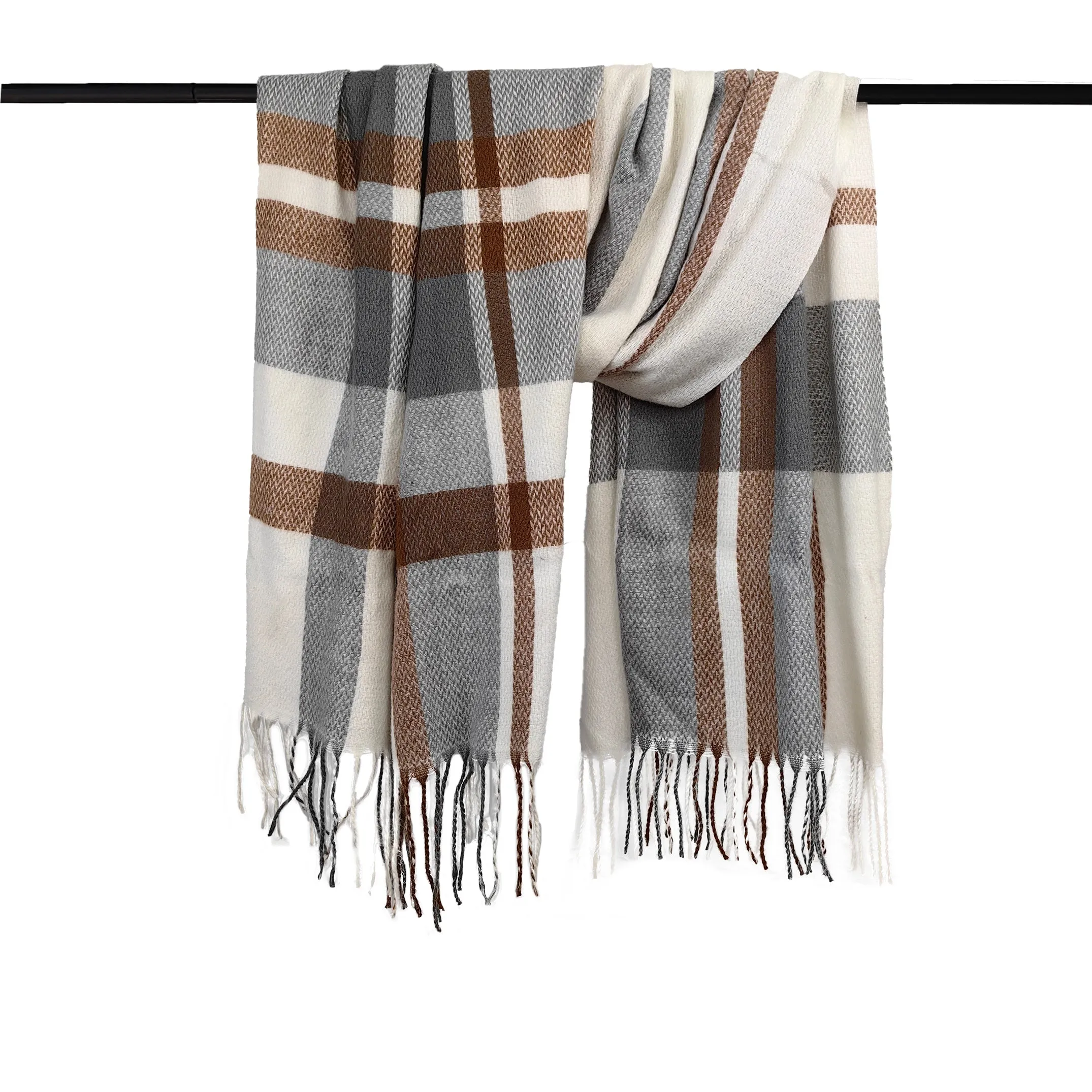 1pc Fashionable Soft & Warm Plaid Thick Stripes Scarf For Winter