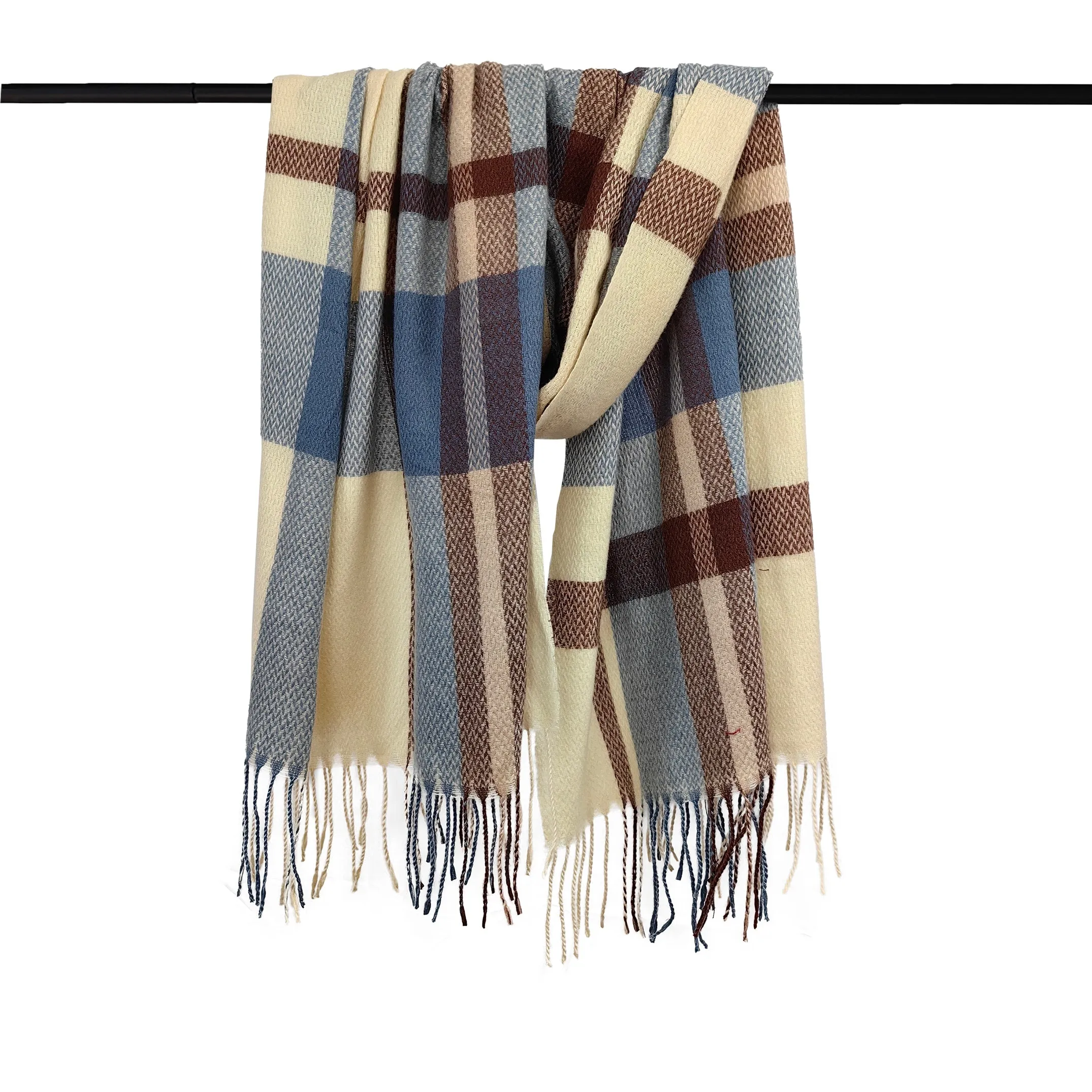 1pc Fashionable Soft & Warm Plaid Thick Stripes Scarf For Winter