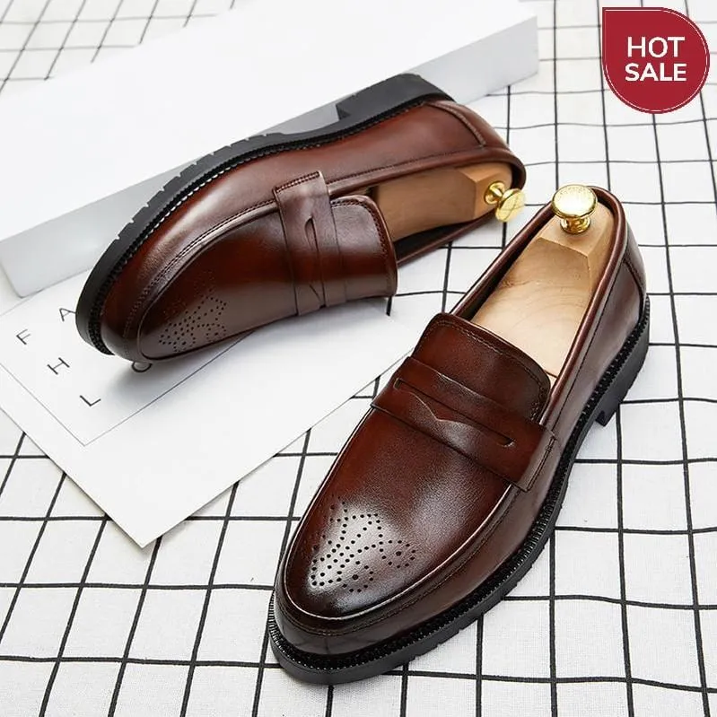 2020 Luxury Brand Penny Loafers men Casual shoes Slip on Leather Dress shoes  big size 38-46 Brogue Carving loafer Driving party