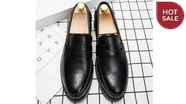 2020 Luxury Brand Penny Loafers men Casual shoes Slip on Leather Dress shoes  big size 38-46 Brogue Carving loafer Driving party