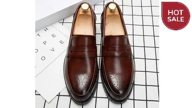 2020 Luxury Brand Penny Loafers men Casual shoes Slip on Leather Dress shoes  big size 38-46 Brogue Carving loafer Driving party