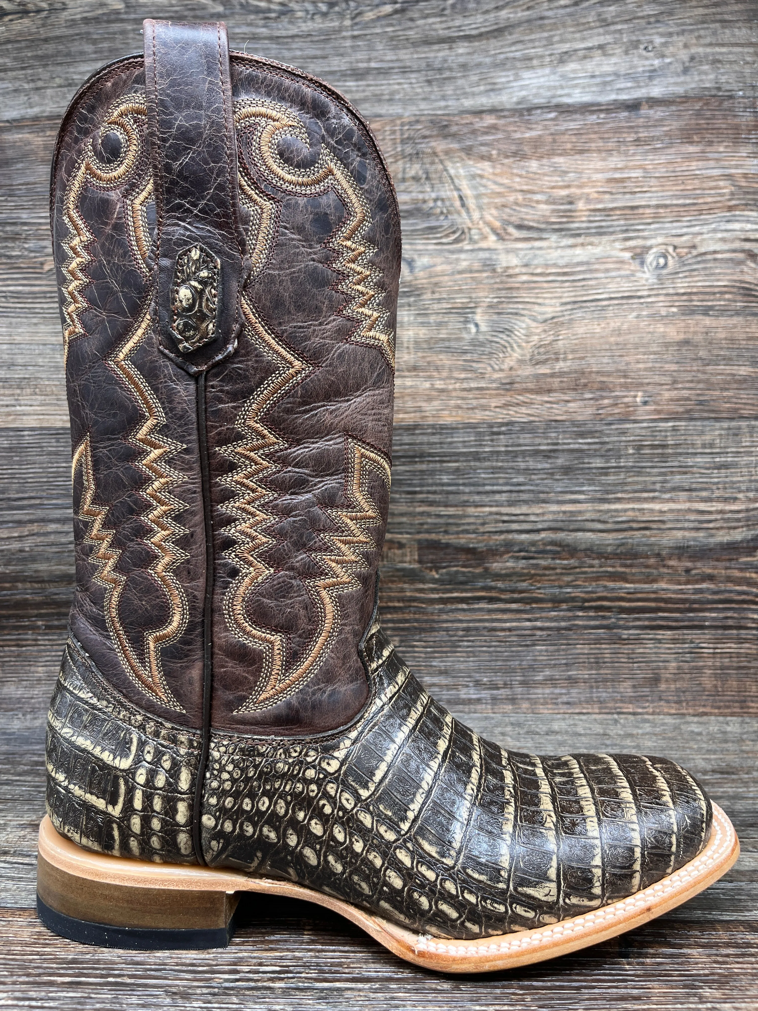 6150q Men's Alligator Print Square Toe Western Boot by Cowtown