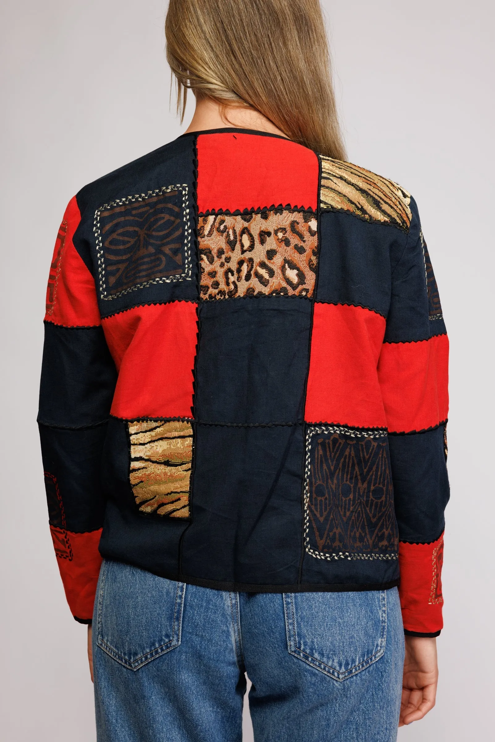 70's Patchwork Cropped Jacket S