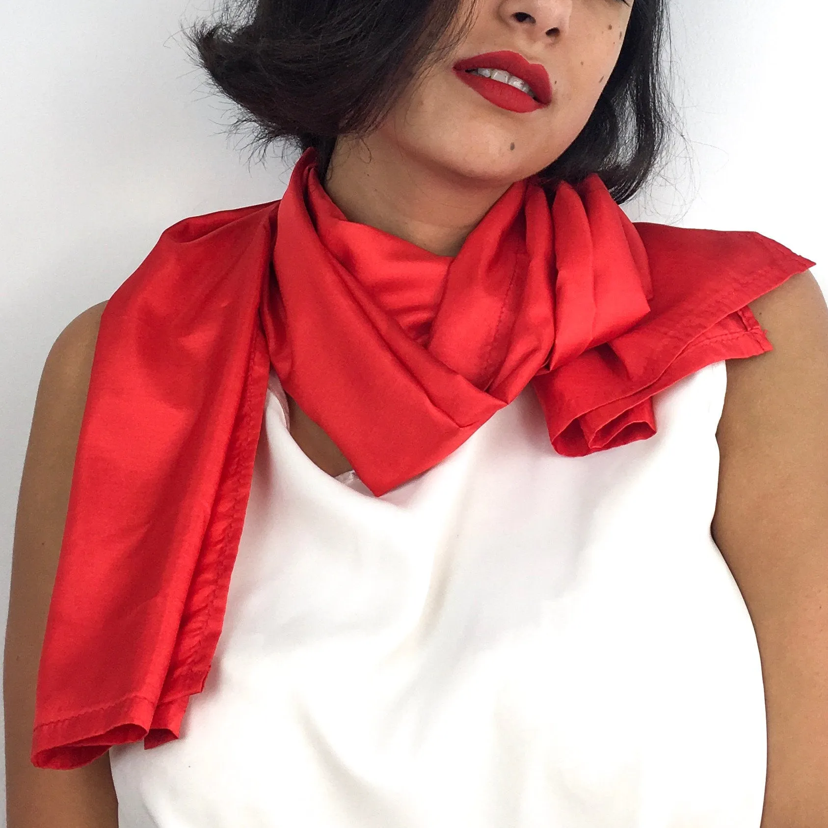 80s vintage long red scarf 💌 FREE SHIPPING