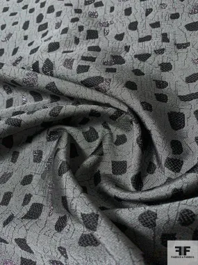 Abstract Shapes Metallic Brocade - Grey / Black / Shimmery Lavender