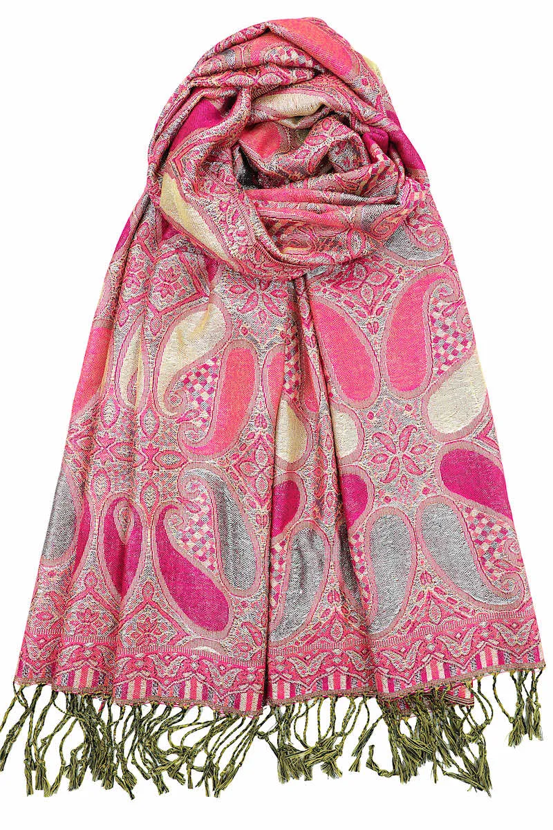 Achillea Paisley Pattern Sparkling Metallic Pashmina Shawl Wrap Scarf