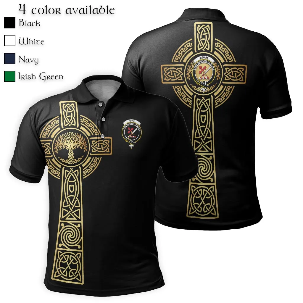 Adam Clan Polo Shirt with Golden Celtic Tree Of Life