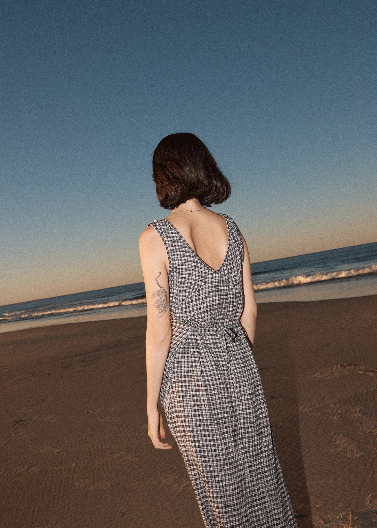 AFENDS Womens Asta - Seersucker Maxi Dress - Steel Check