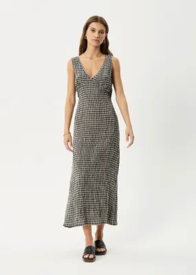 AFENDS Womens Asta - Seersucker Maxi Dress - Steel Check