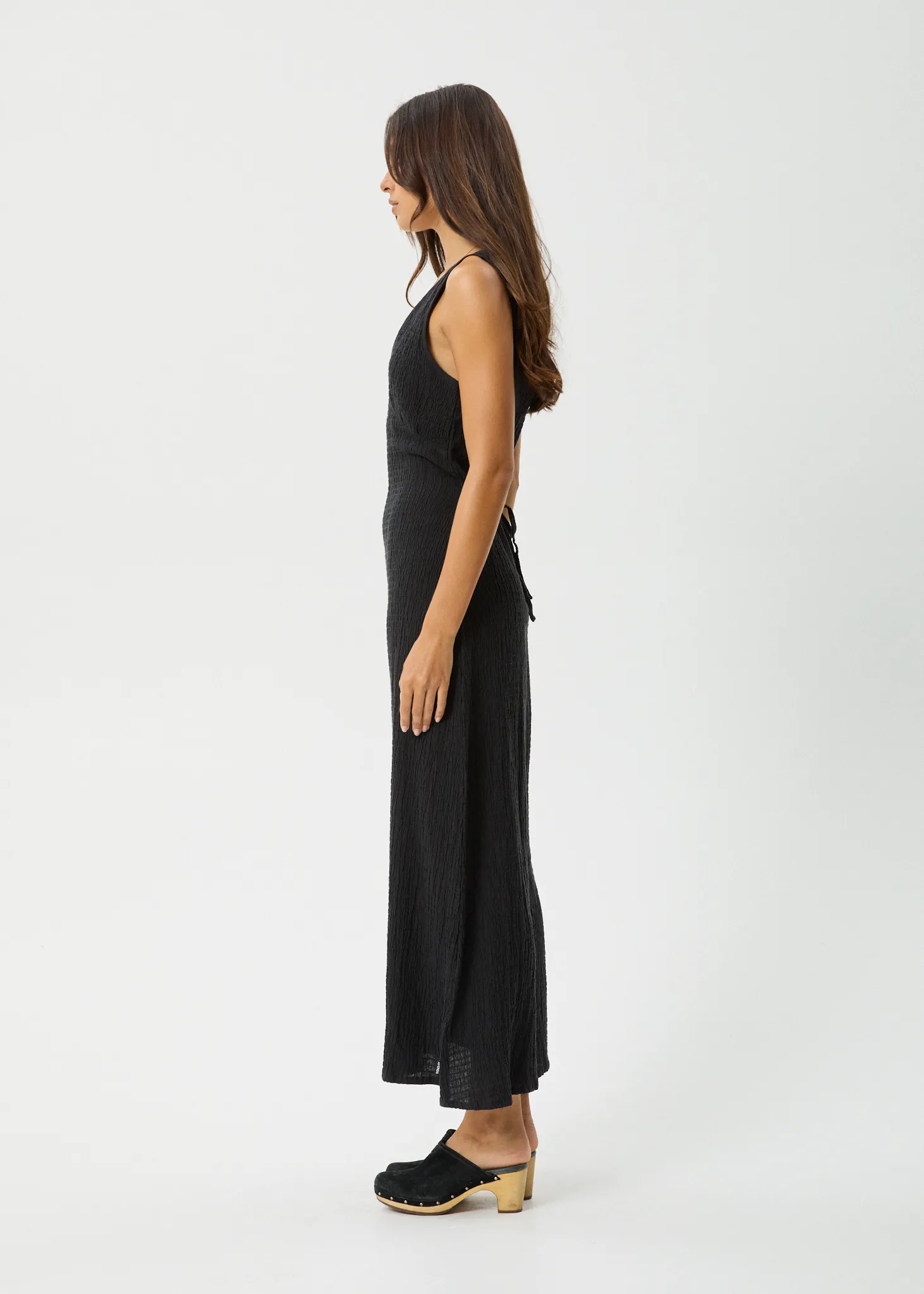 AFENDS Womens Focus - Seersucker Maxi Dress - Black