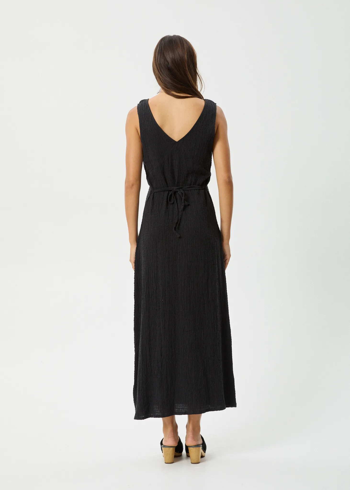 AFENDS Womens Focus - Seersucker Maxi Dress - Black