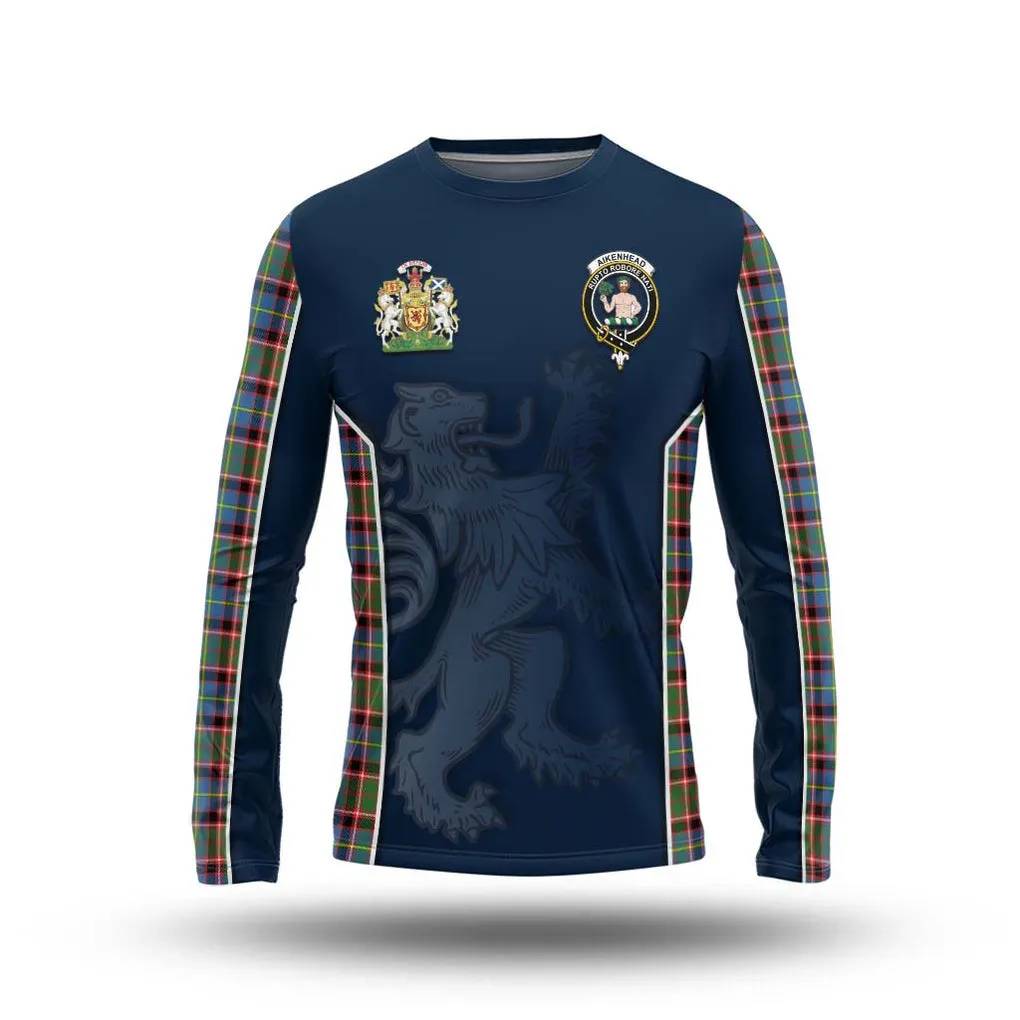 Aikenhead Tartan Long Sleeve T-Shirt with Family Crest and Lion Rampant Vibes Sport Style