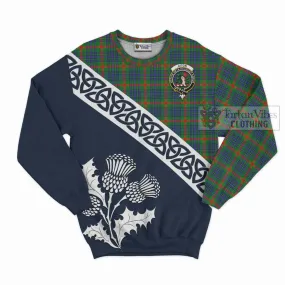 Aiton Tartan Sweatshirt Featuring Thistle and Scotland Map