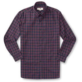 Akins Plaid Cotton Slub Sport Shirt - Mirror Lake Blue