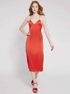 Alice & Olivia - Loraine Seamed Slip Midi Dress in Bright Poppy