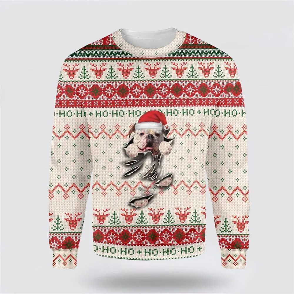 American Bulldog Scratch Ugly Christmas Sweater For Men And Women, Gift For Christmas, Best Winter Christmas Outfit