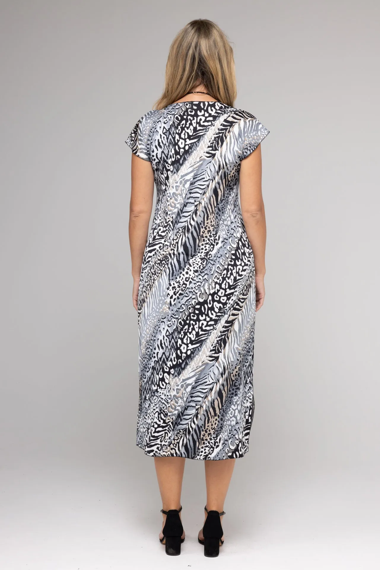 Animal Print Short Sleeve Jersey Maxi Dress