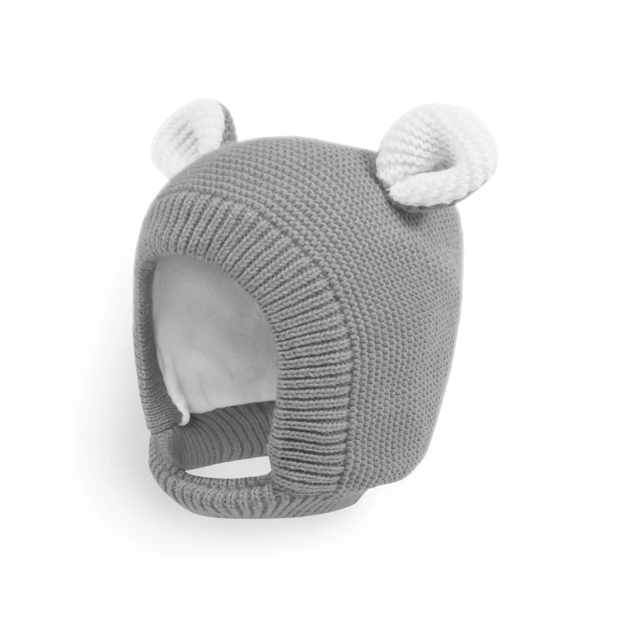 Baby Winter Knit Hat Earflap Toddler Fleece Lined Hat | Gray