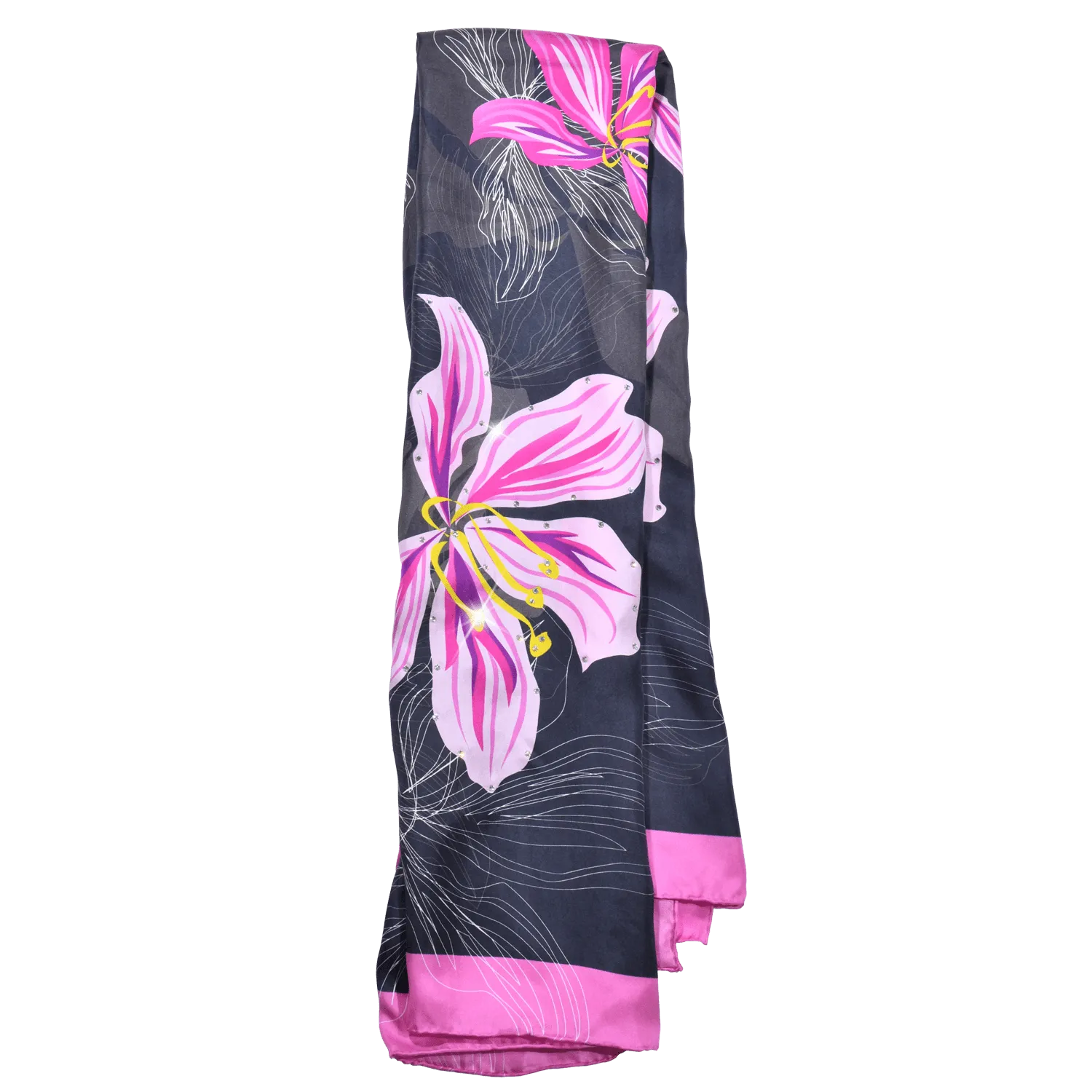 【BAUHINIA】 100% Silk Scarf with Crystals