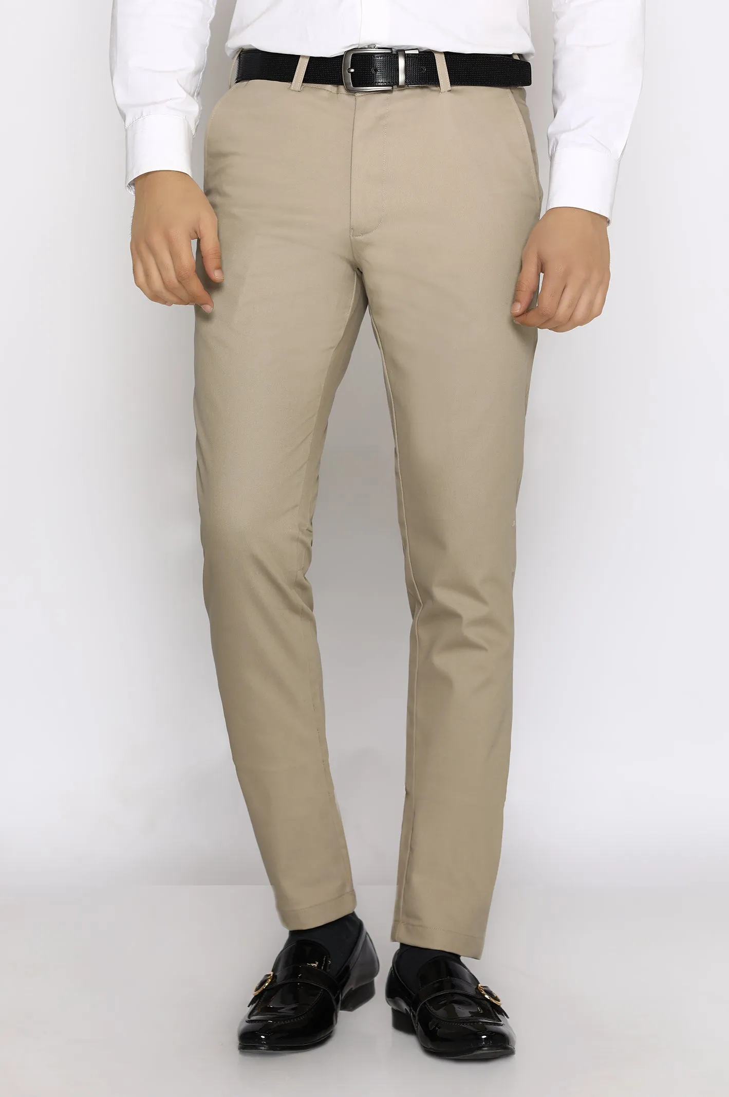 Beige Smart Fit Cotton Chino