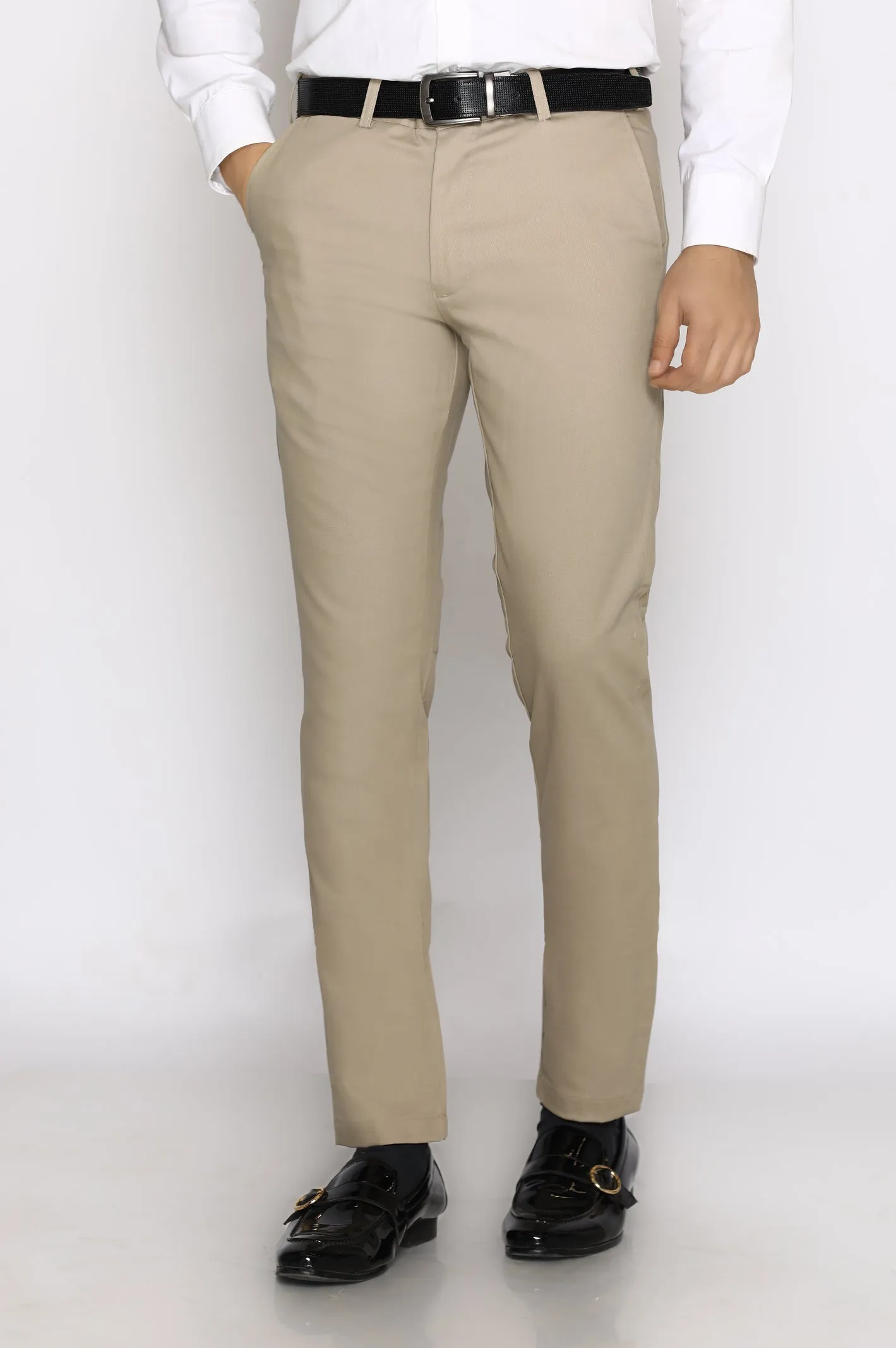 Beige Smart Fit Cotton Chino