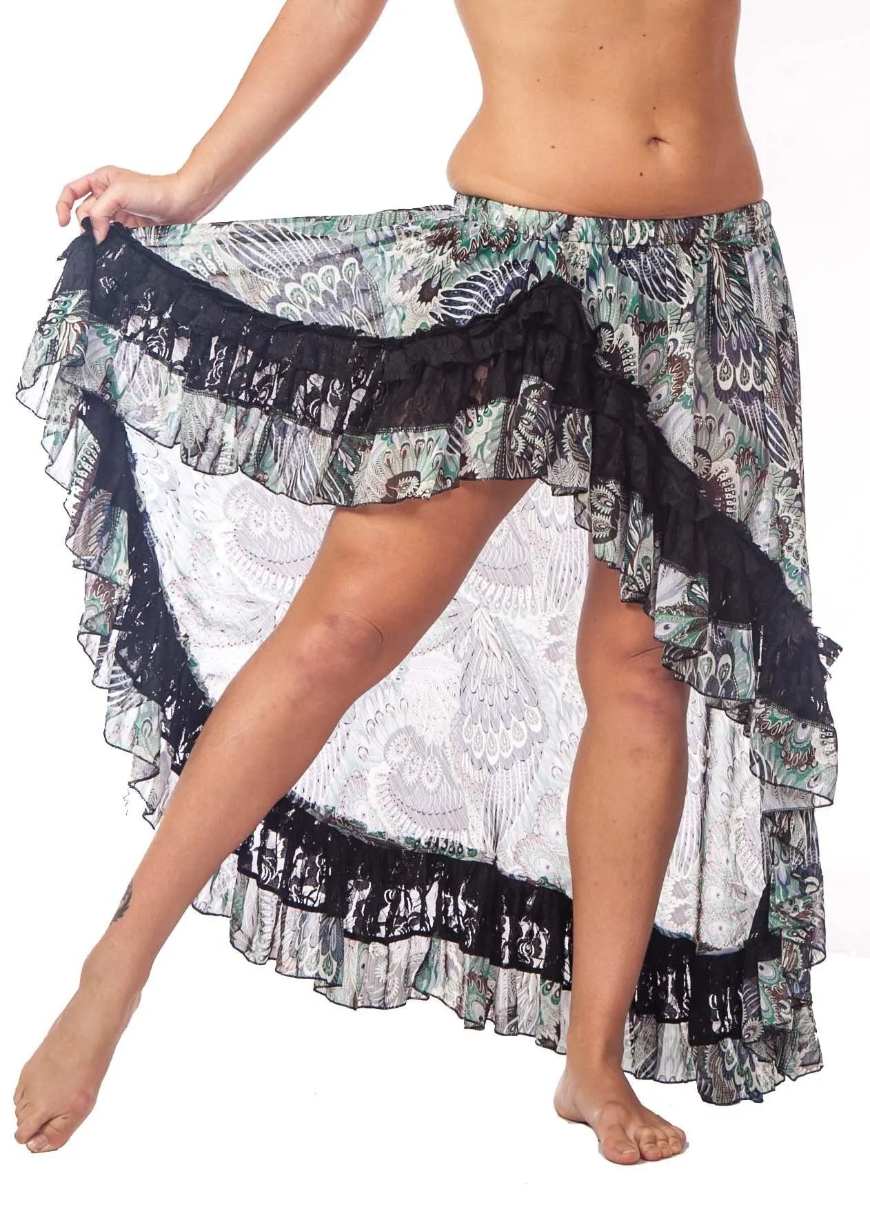 Belly Dance Patterned and Lace Skirt | PAISLEY RAYS