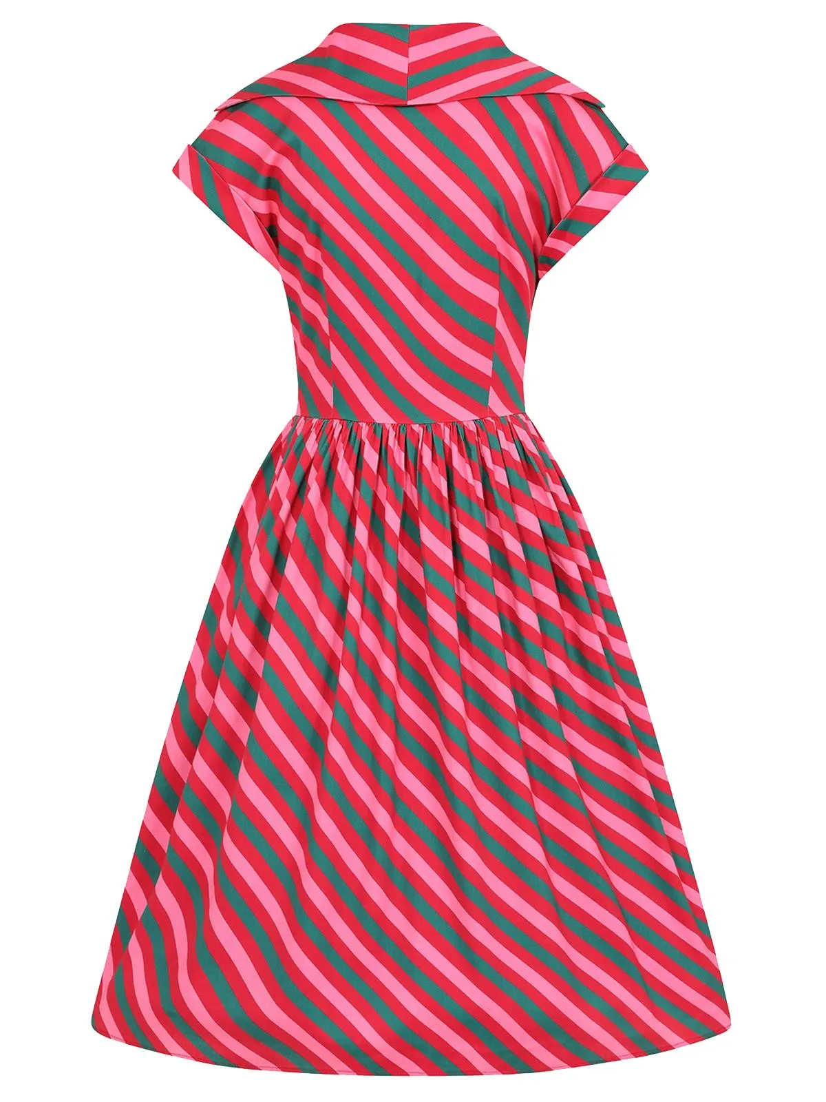 Berry Stripe Vintage Style Swing Dress