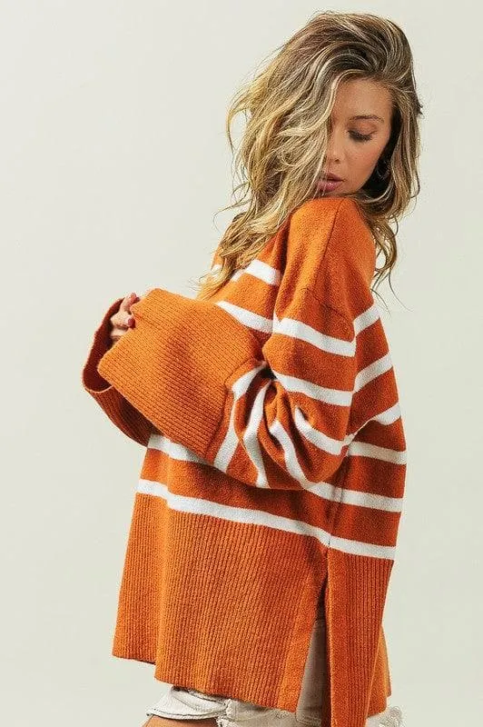 BiBi Callie Ribbed Hem Stripe Sweater