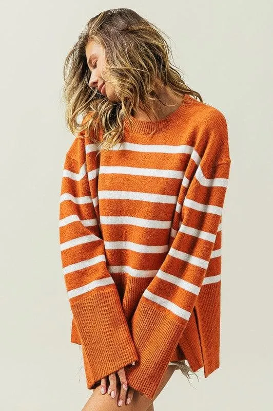 BiBi Callie Ribbed Hem Stripe Sweater