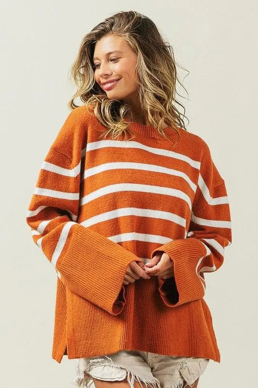 BiBi Callie Ribbed Hem Stripe Sweater