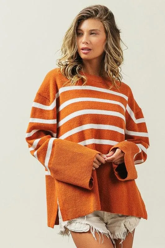 BiBi Callie Ribbed Hem Stripe Sweater