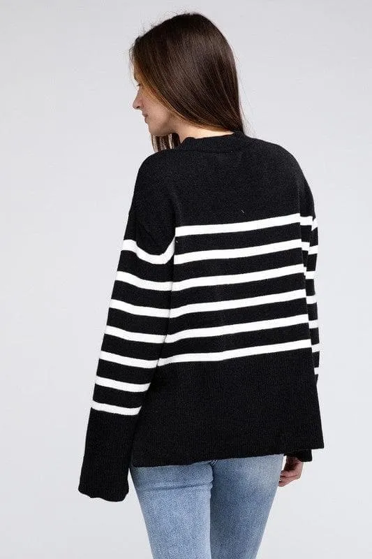 BiBi Callie Ribbed Hem Stripe Sweater