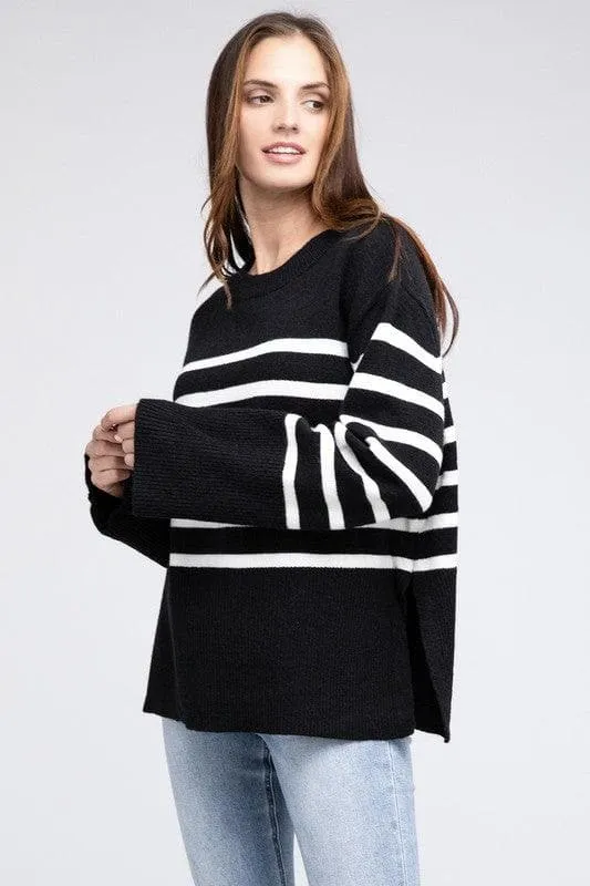 BiBi Callie Ribbed Hem Stripe Sweater