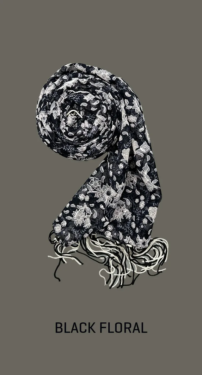 Black Floral Scarf | Shop online