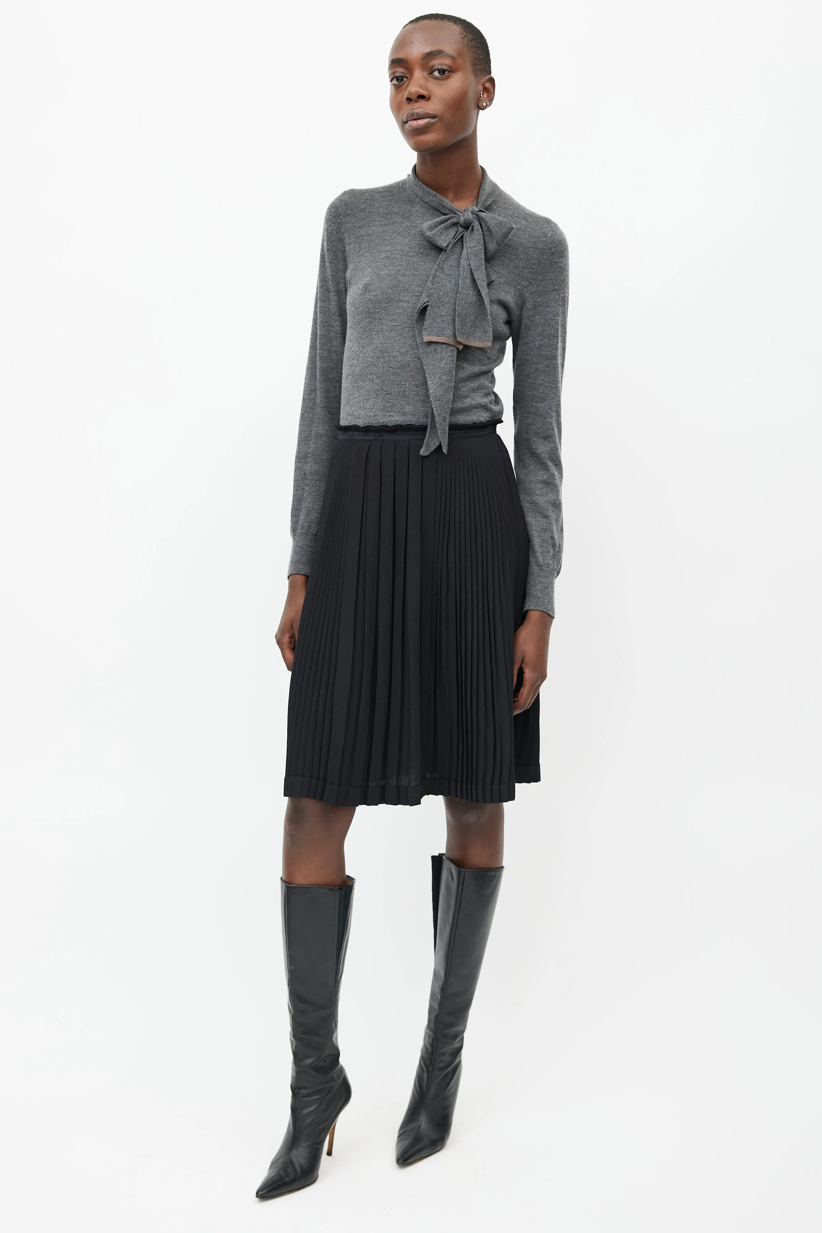 Black Pleated Logo Skirt