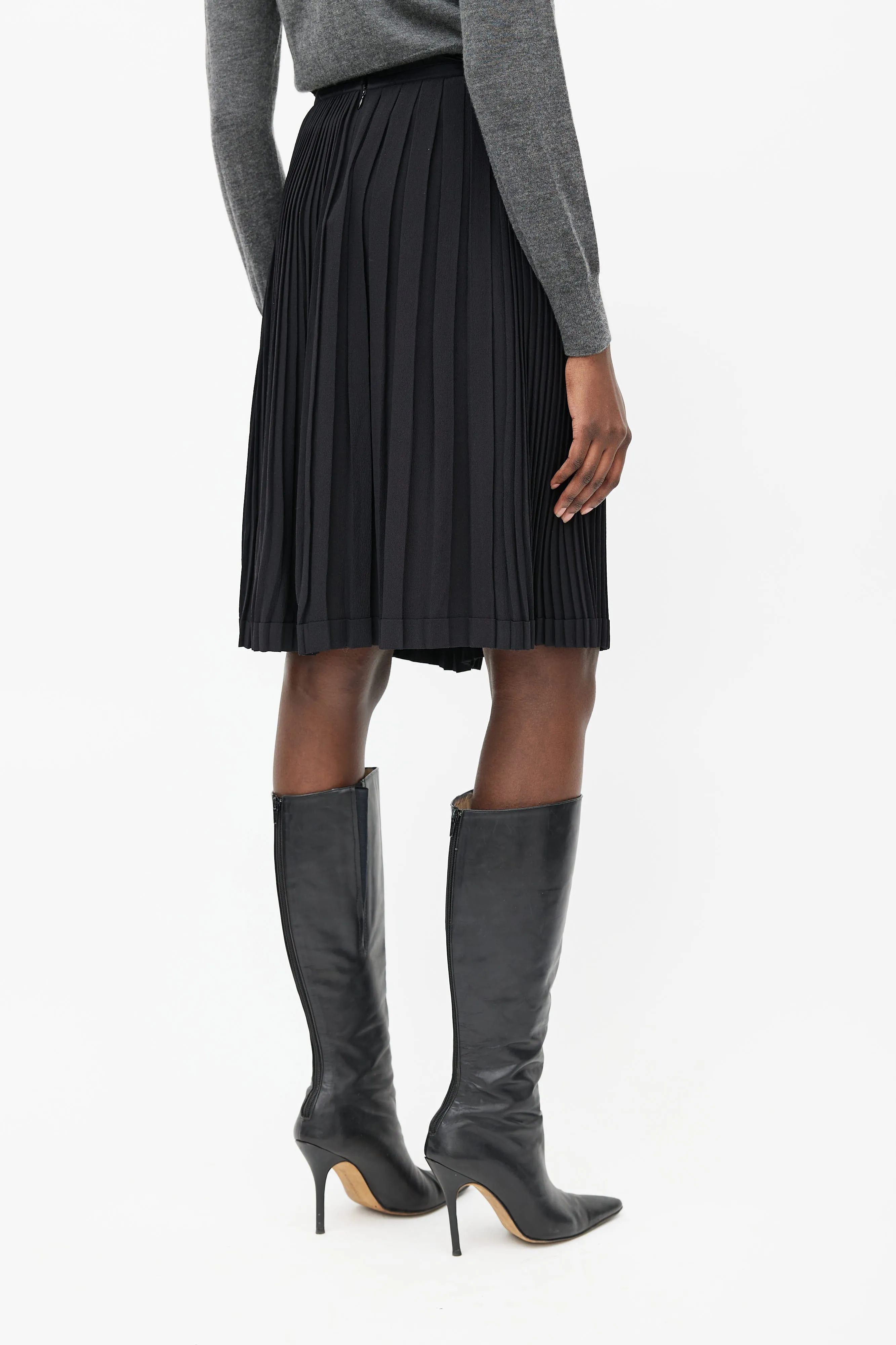 Black Pleated Logo Skirt