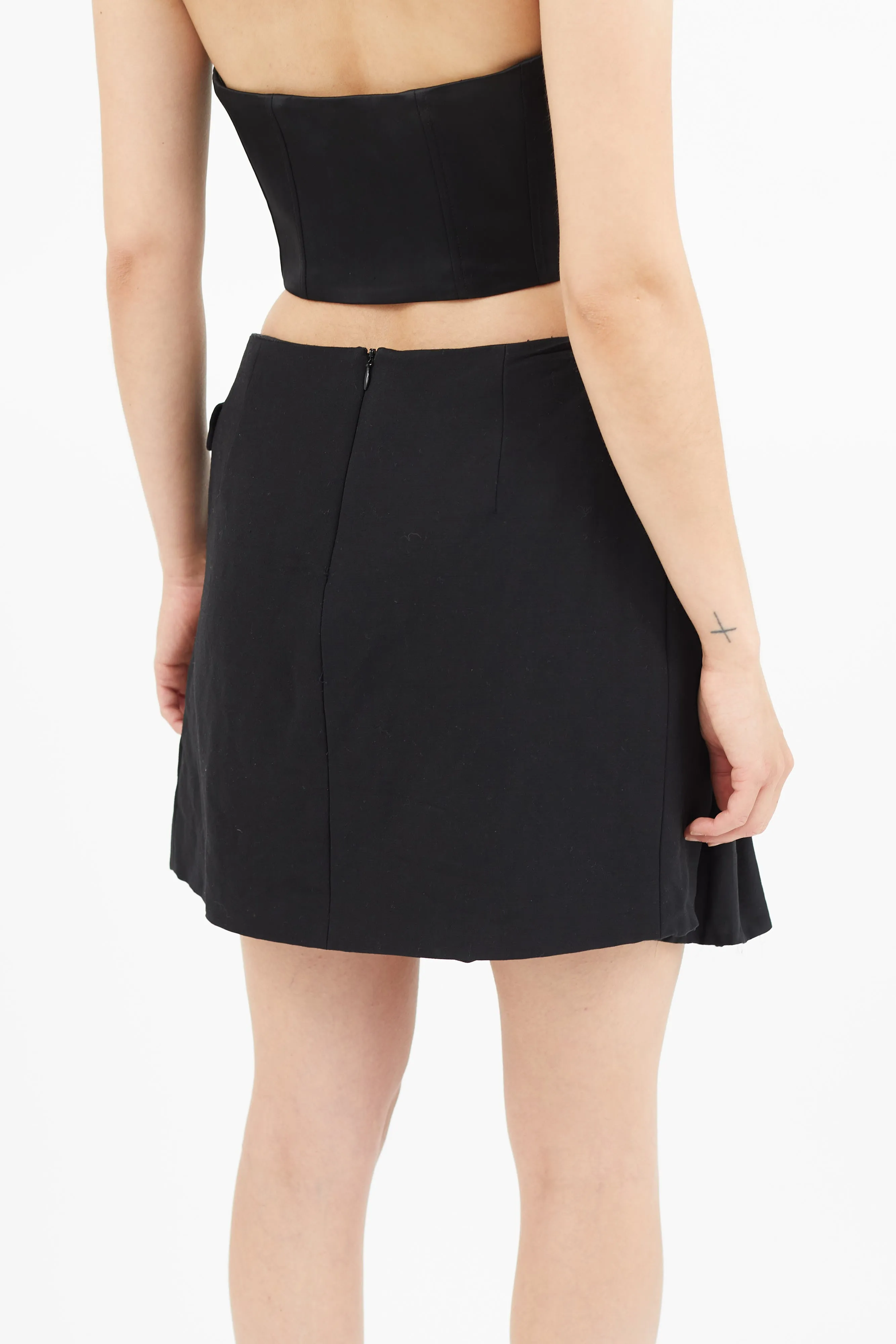 Black Pleated Panelled Skirt