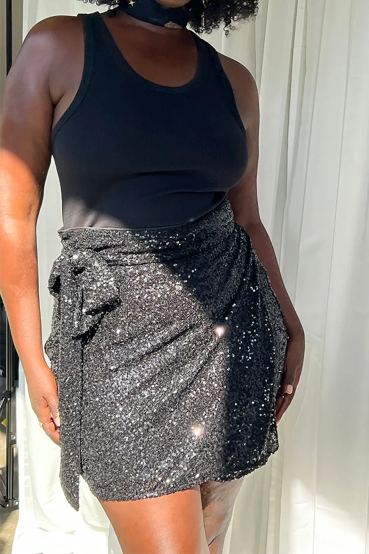 Black Sequin Mini Jaspre skirt